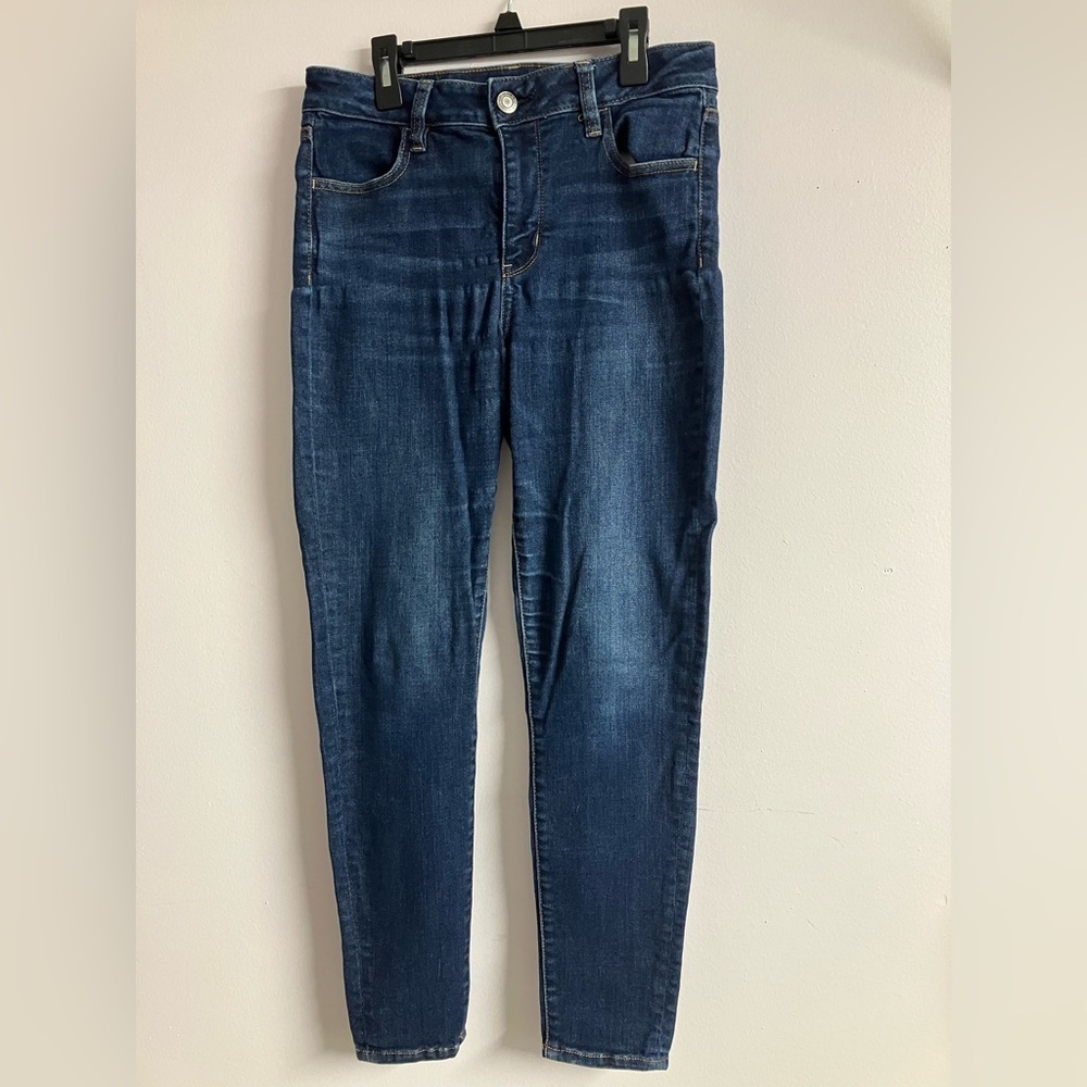 American Eagle Women’s Hi-Rise Denim Jegging Pants, 10 Regular, Blue